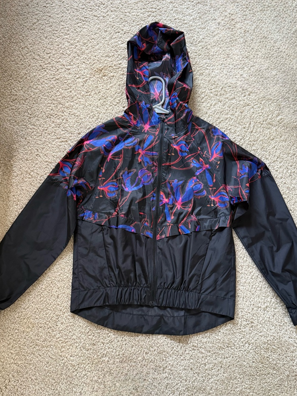 Koton Sport Floral Hooded Windbreaker Jacket Size 36